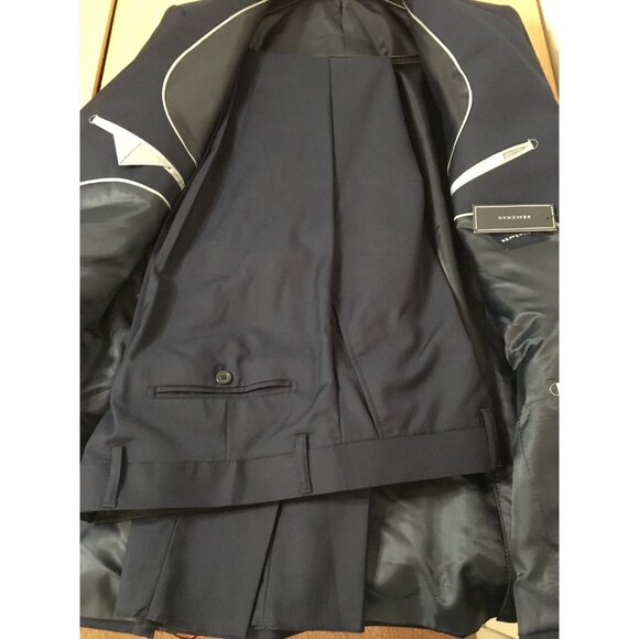 New Mens Braveman 2Pc Suit Slim Fit Untailored Pants Dark Navy Size 42Lx36W - Picture 7 of 9